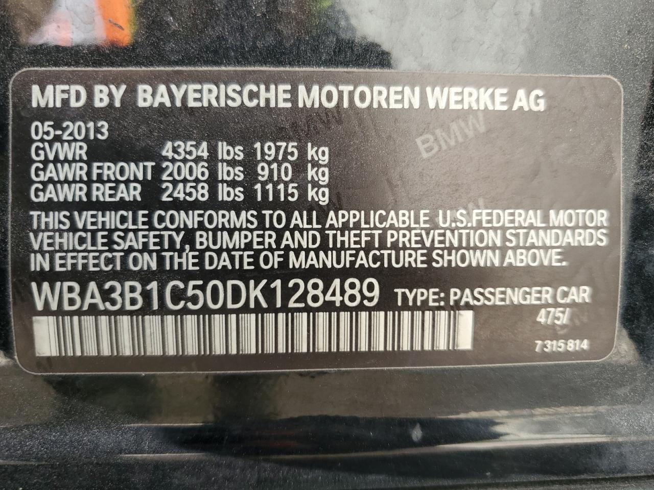 VIN WBA3B1C50DK128489 2013 BMW 3 SERIES no.12