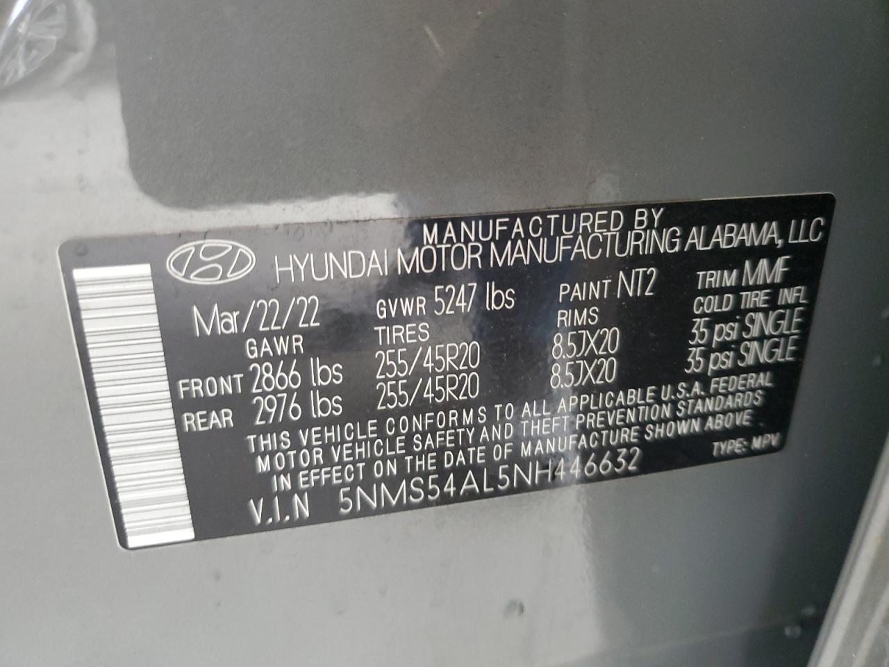 VIN 5NMS54AL5NH446632 2022 HYUNDAI SANTA FE no.13