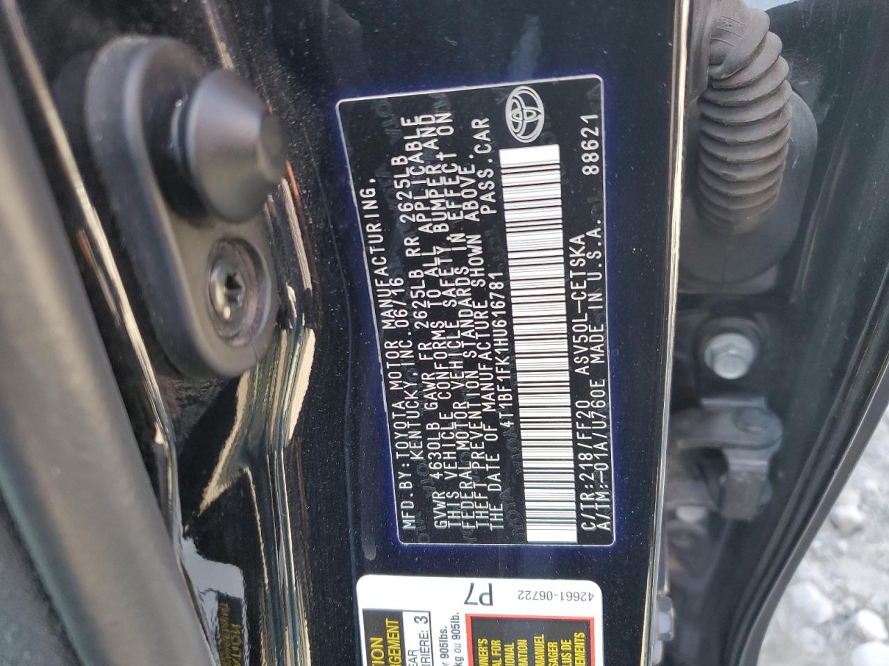 4T1BF1FK1HU616781 2017 TOYOTA CAMRY - Image 12