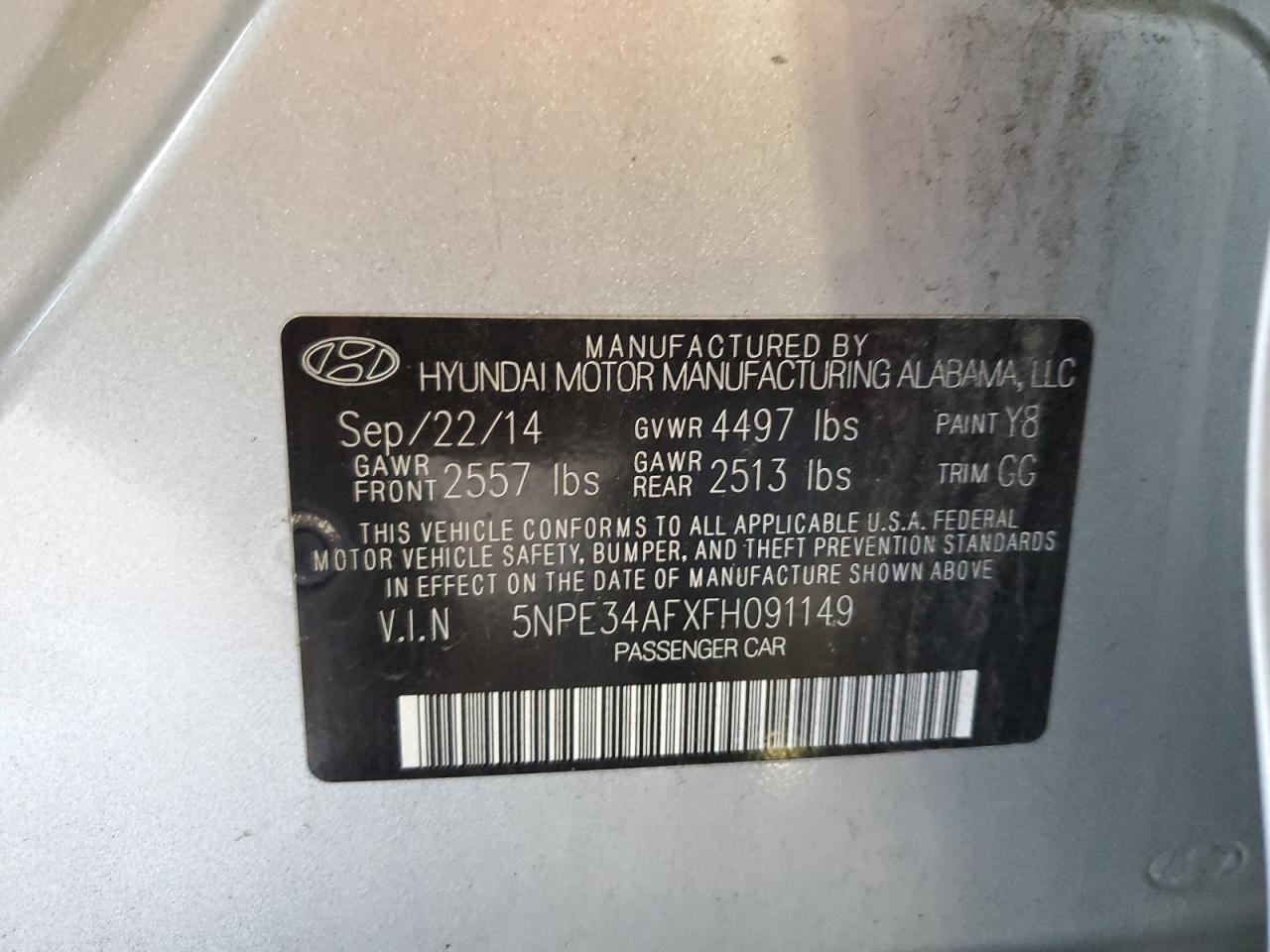 5NPE34AFXFH091149 2015 Hyundai Sonata Sport