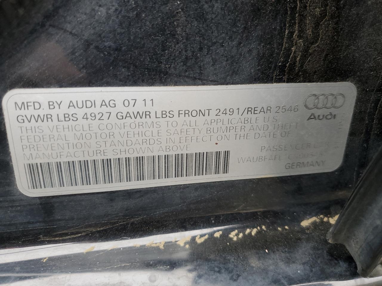 2012 Audi A4 Premium VIN: WAUBFAFL1CN005467 Lot: 76372814