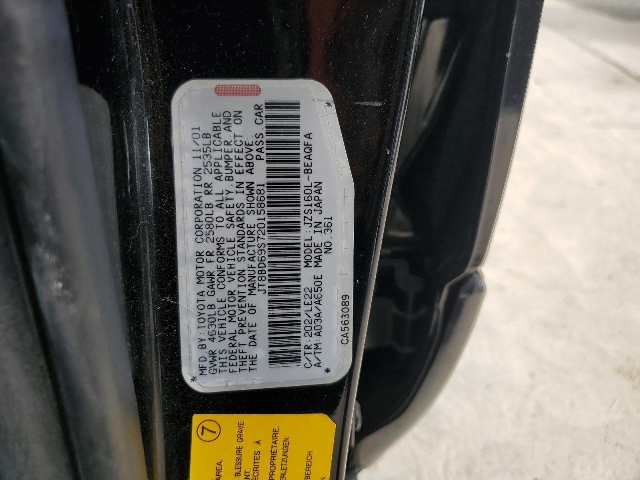 jt8bd69s720158681 JT8BD69S720158681 2002 Lexus Gs 300