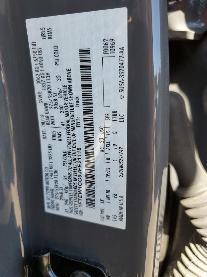 2018 Ford F150 Supercrew VIN: 1FTEW1CG9JFE21118 Lot: 76498454