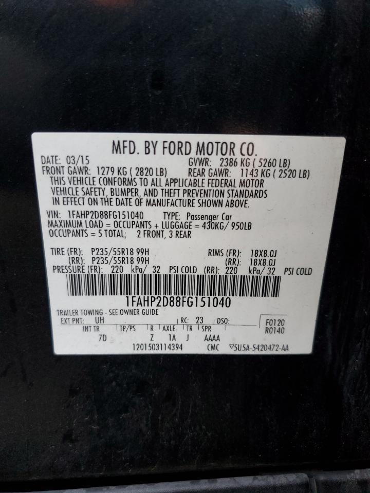 2015 Ford Taurus Se VIN: 1FAHP2D88FG151040 Lot: 77892874