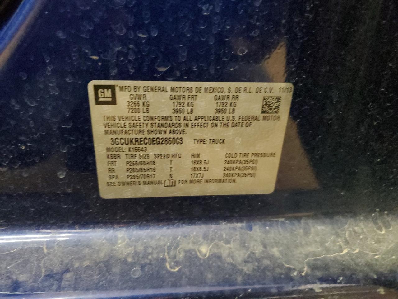 2014 Chevrolet Silverado K1500 Lt VIN: 3GCUKREC0EG286003 Lot: 75520634