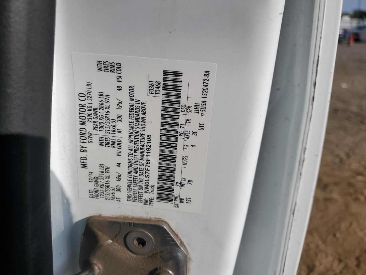 NM0LS7F76F1192108 2015 Ford Transit Connect Xlt