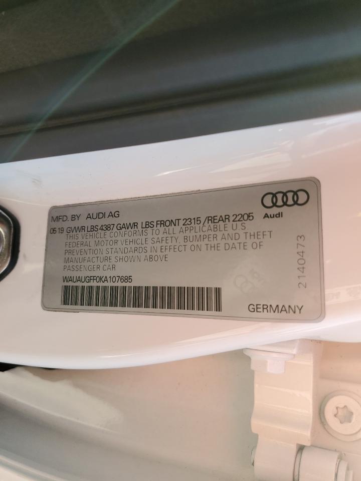 WAUAUGFF0KA107685 2019 Audi A3 Premium