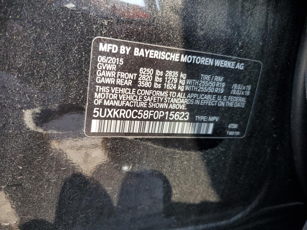 VIN 5UXKR0C58F0P15623 2015 BMW X5 no.13