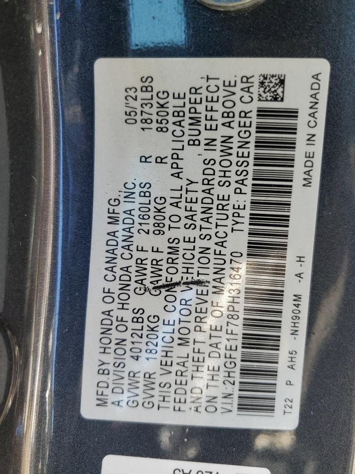 2HGFE1F78PH316470 HONDA CIVIC 2023
