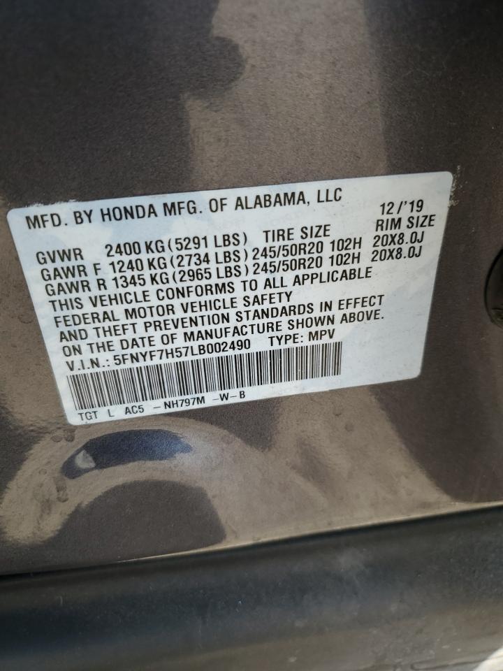 2020 Honda Passport Exl VIN: 5FNYF7H57LB002490 Lot: 75344324