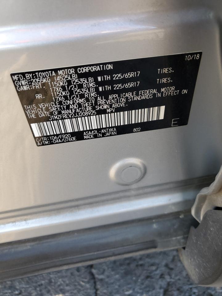 JTMZFREV2JJ208925 2018 Toyota Rav4 Le