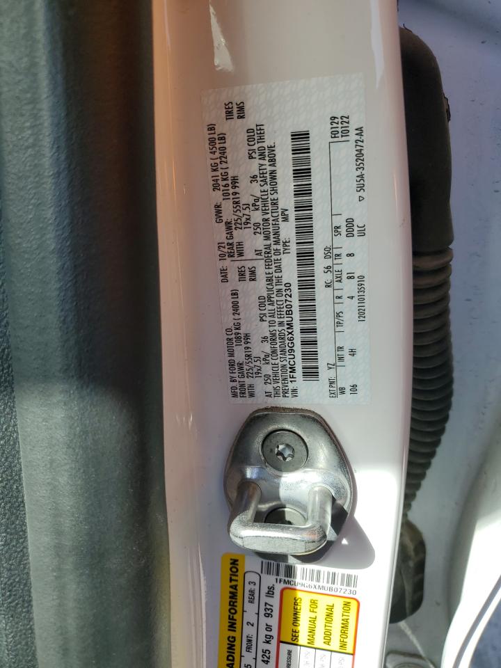 2021 Ford Escape Se VIN: 1FMCU9G6XMUB07230 Lot: 73001344