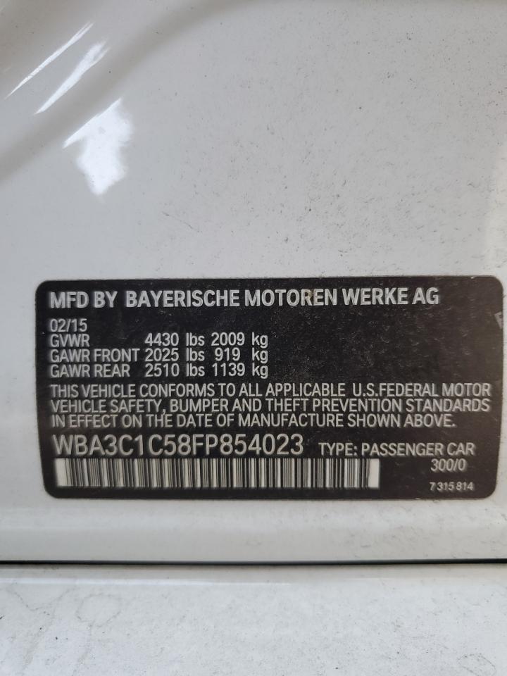 2015 BMW 328 I Sulev VIN: WBA3C1C58FP854023 Lot: 75110424