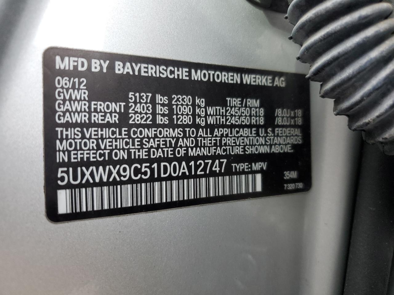 5UXWX9C51D0A12747 2013 BMW X3 xDrive28I