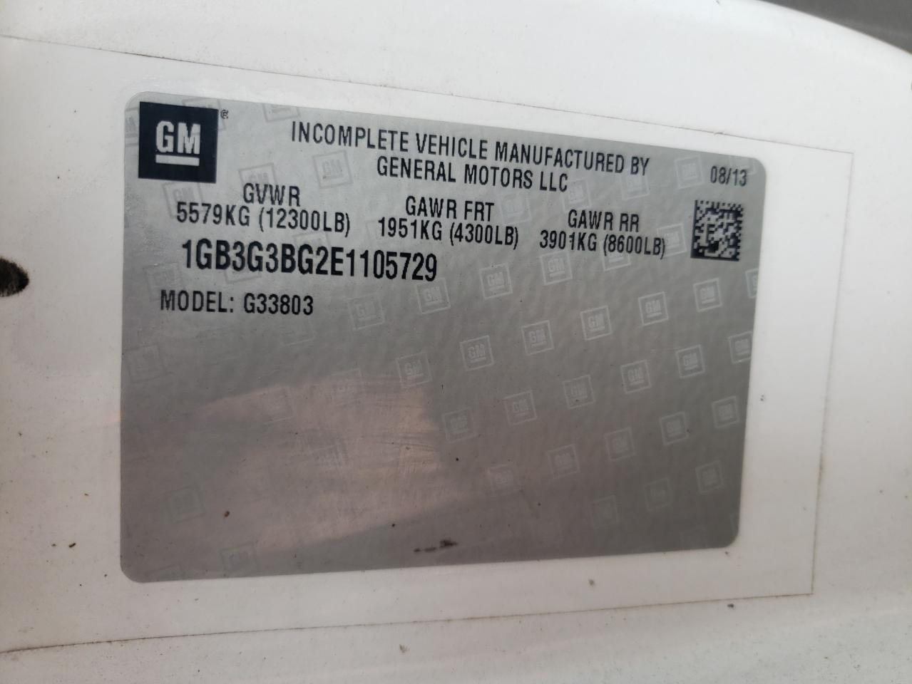 1GB3G3BG2E1105729 2014 Chevrolet Express G3500