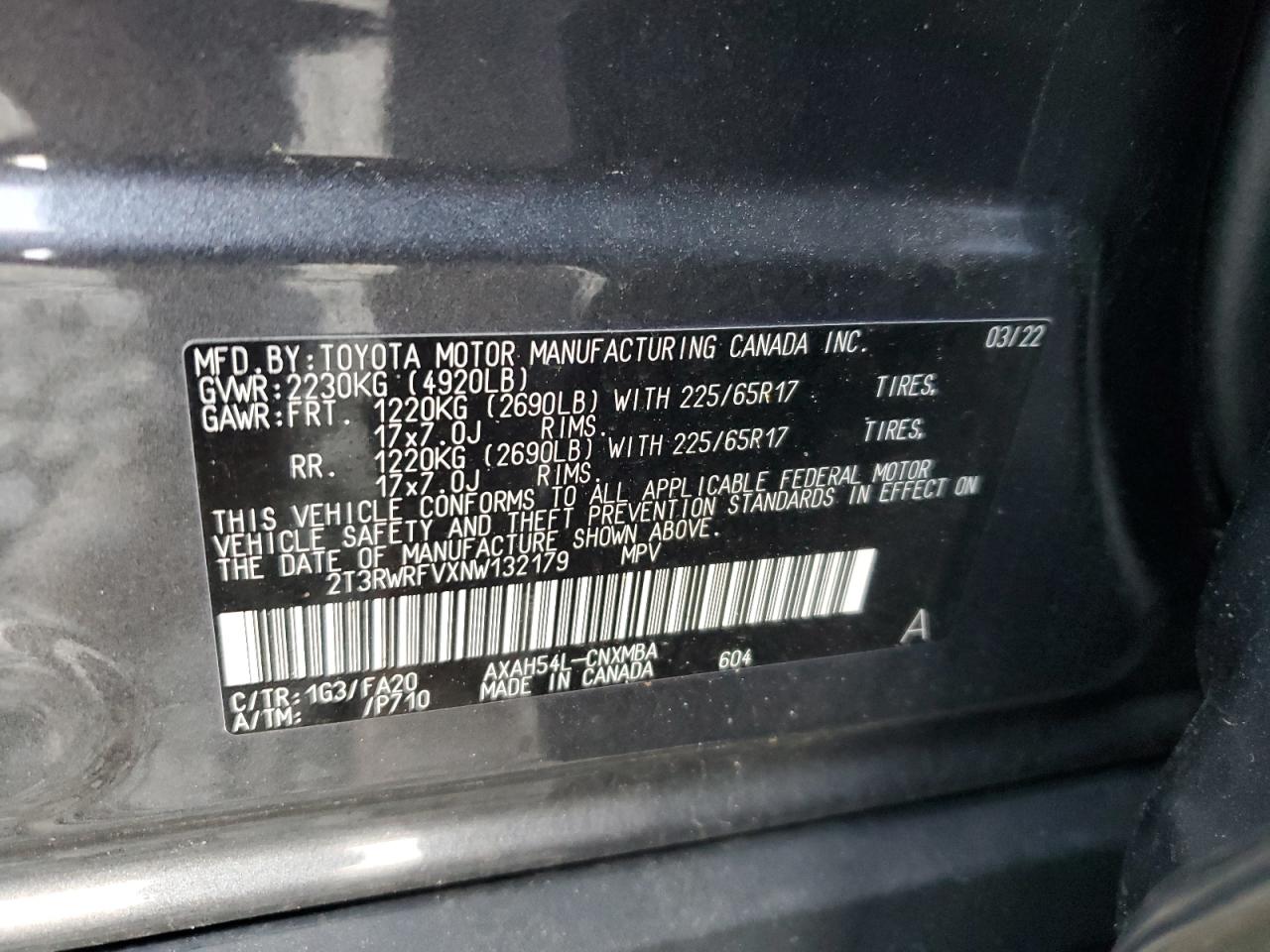 2022 Toyota Rav4 Xle VIN: 2T3RWRFVXNW132179 Lot: 76551224