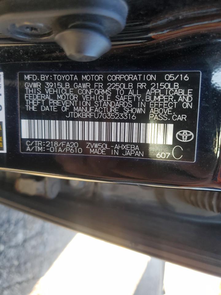 2016 Toyota Prius VIN: JTDKBRFU7G3523316 Lot: 74690264