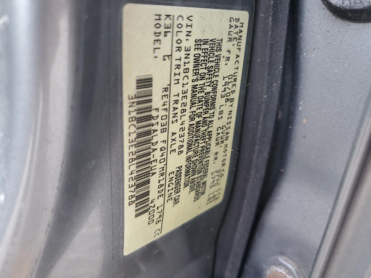 2008 Nissan Versa S VIN: 3N1BC13E28L423788 Lot: 74433844