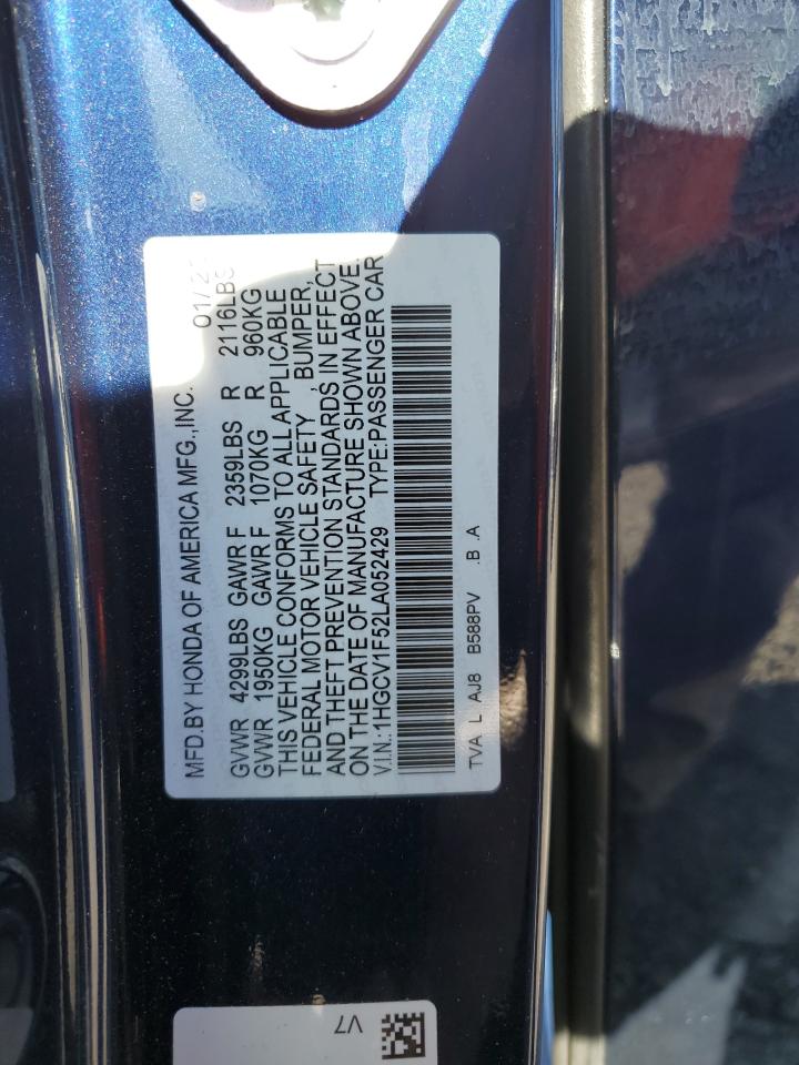 1HGCV1F52LA052429 2020 Honda Accord Exl