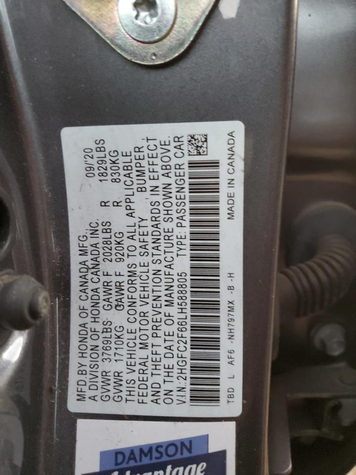 2HGFC2F66LH588805 2020 Honda Civic Lx