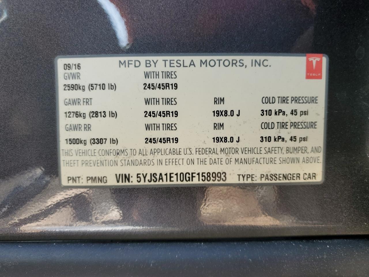 5YJSA1E10GF158993 2016 Tesla Model S