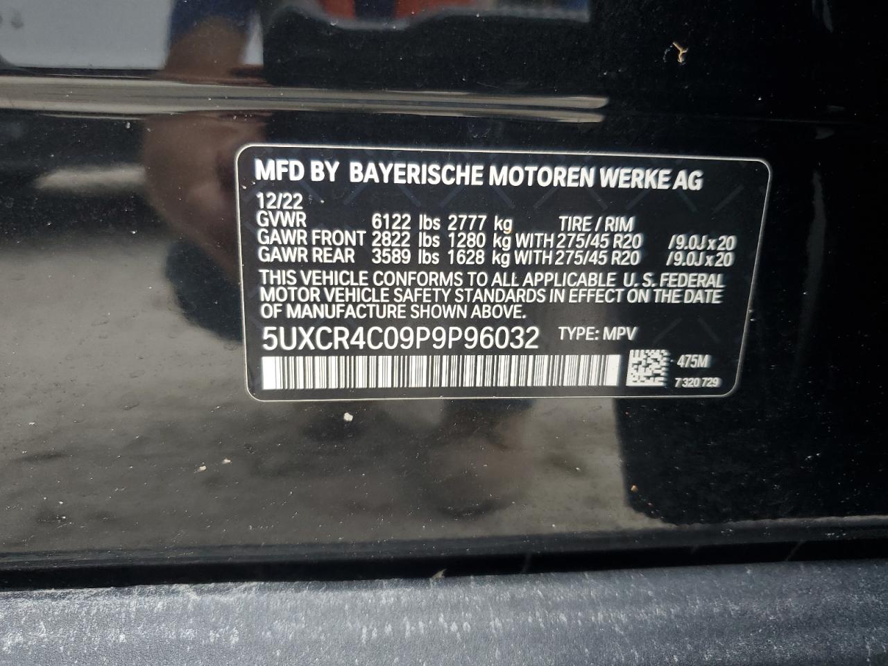 2023 BMW X5 Sdrive 40I VIN: 5UXCR4C09P9P96032 Lot: 76318774