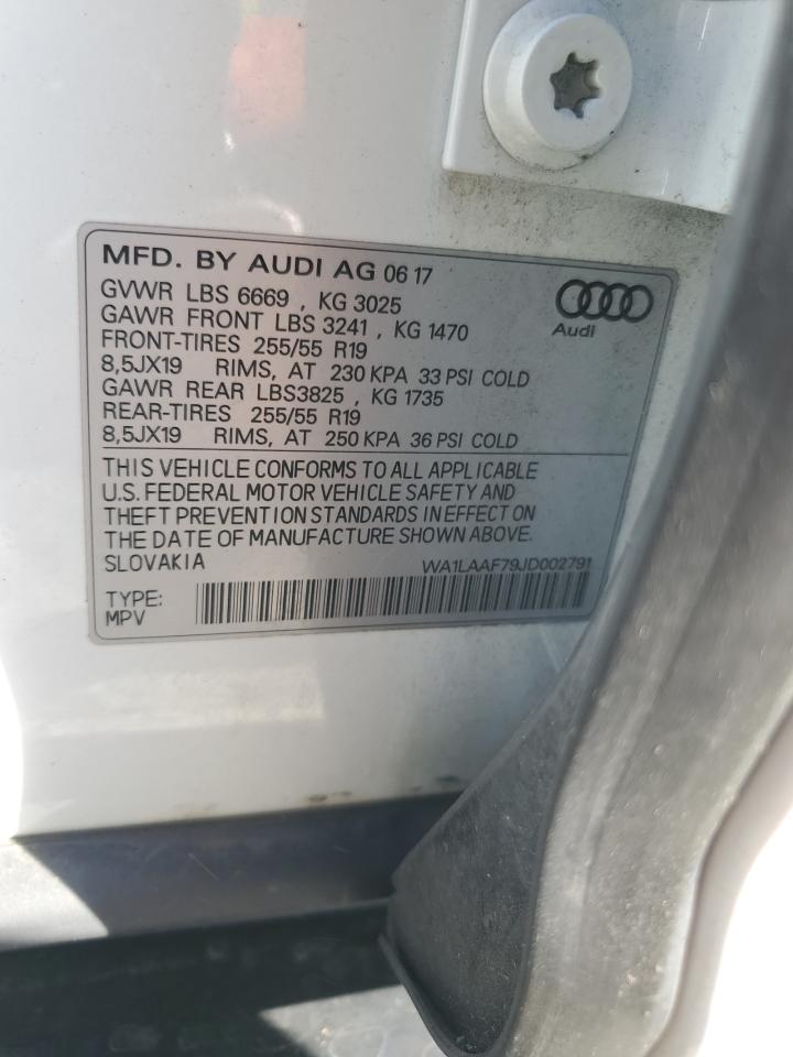 2018 Audi Q7 Premium Plus VIN: WA1LAAF79JD002791 Lot: 76406984