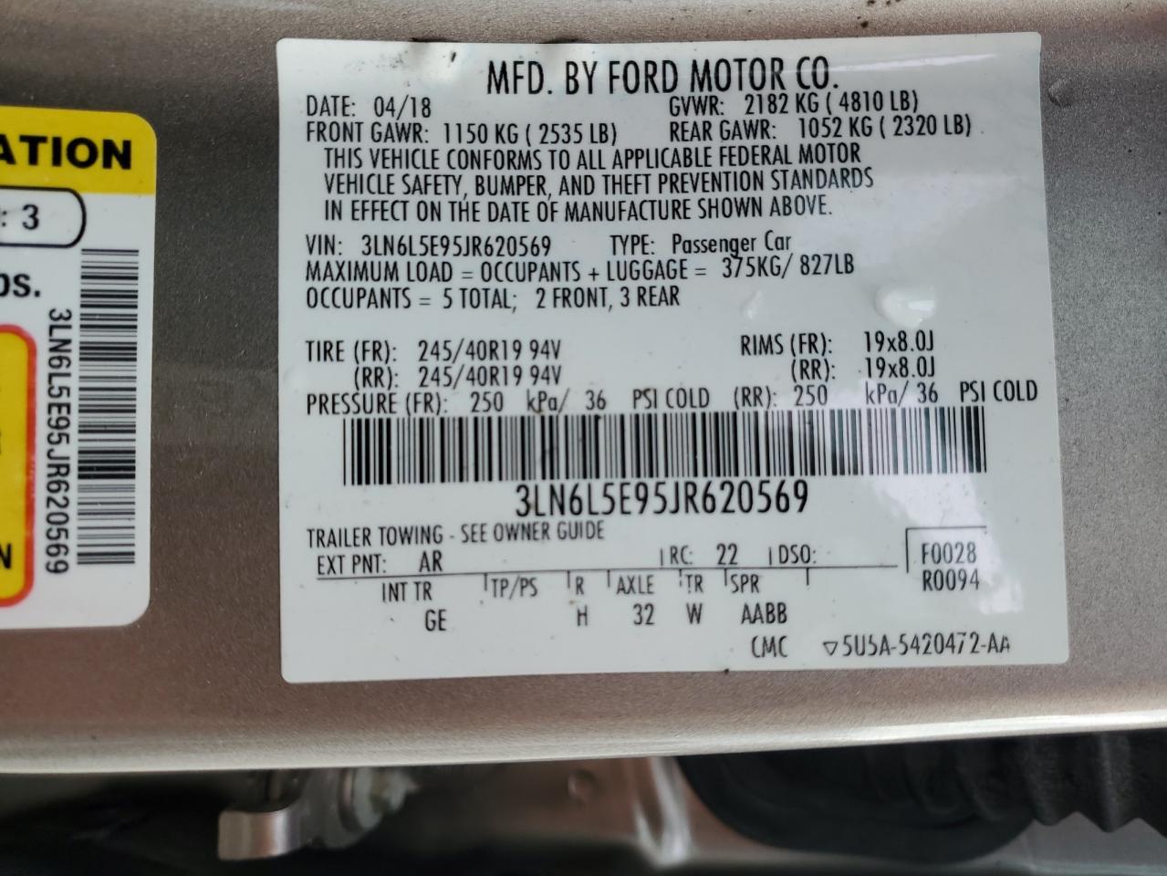 3LN6L5E95JR620569 2018 Lincoln Mkz Reserve