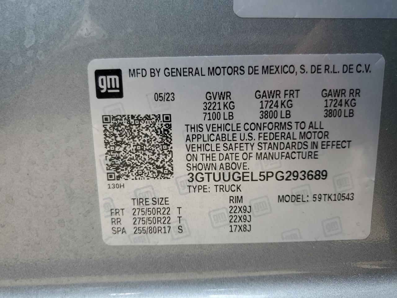 2023 GMC Sierra K1500 Denali VIN: 3GTUUGEL5PG293689 Lot: 73103284