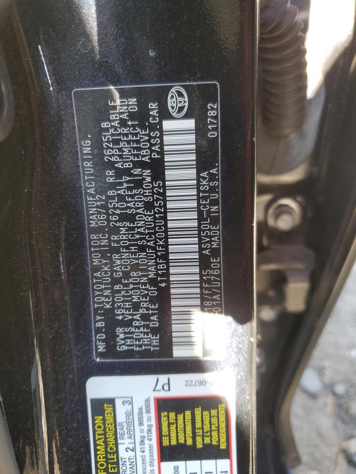 4T1BF1FK0CU125725 2012 Toyota Camry Base