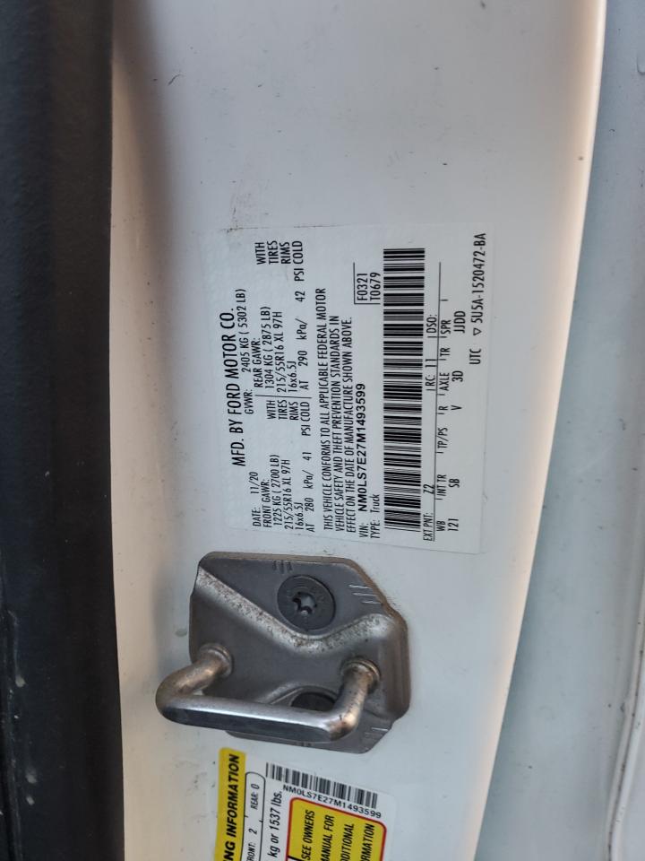 2021 Ford Transit Connect Xl VIN: NM0LS7E27M1493599 Lot: 77314044