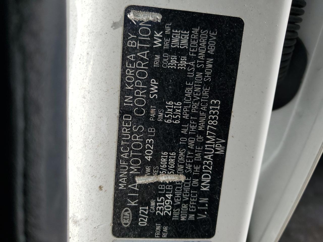 2021 Kia Soul Lx VIN: KNDJ23AU1M7783313 Lot: 74240614