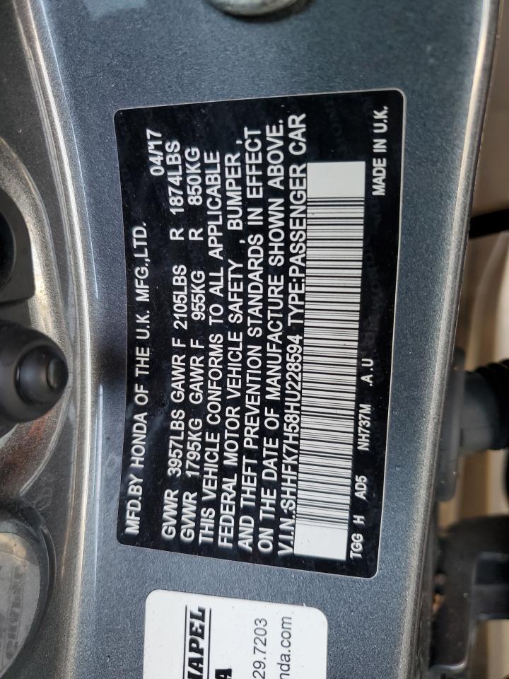 SHHFK7H58HU228594 2017 HONDA CIVIC - Image 12