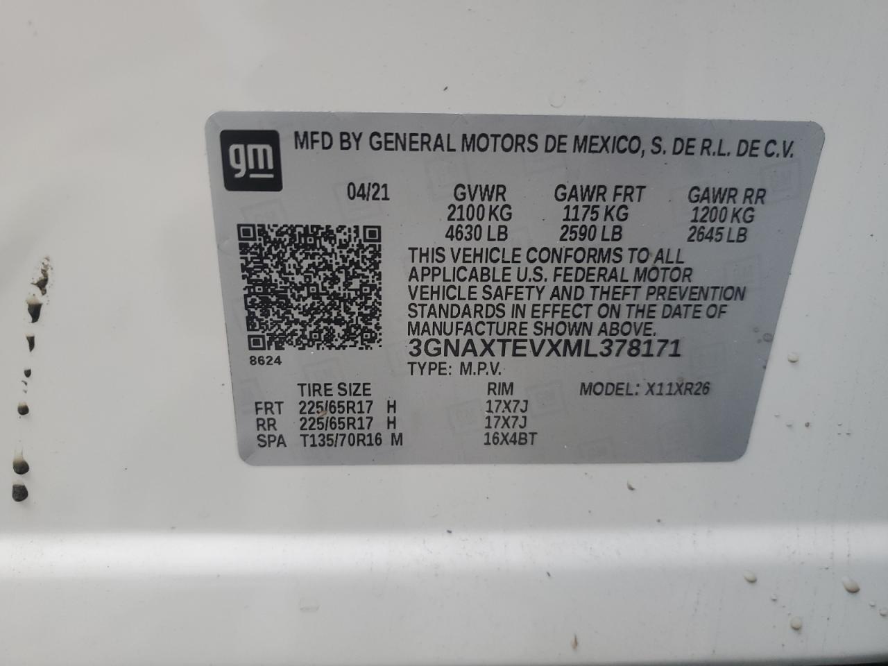 VIN 3GNAXTEVXML378171 2021 CHEVROLET EQUINOX no.13