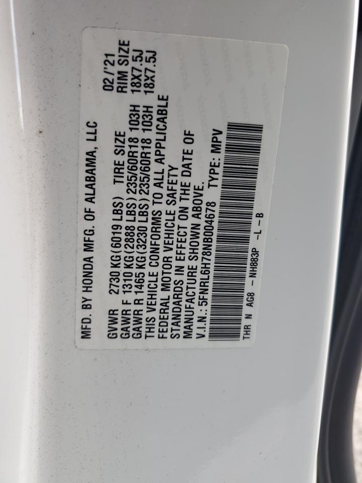 5FNRL6H78NB004678 2022 HONDA ODYSSEY - Image 13