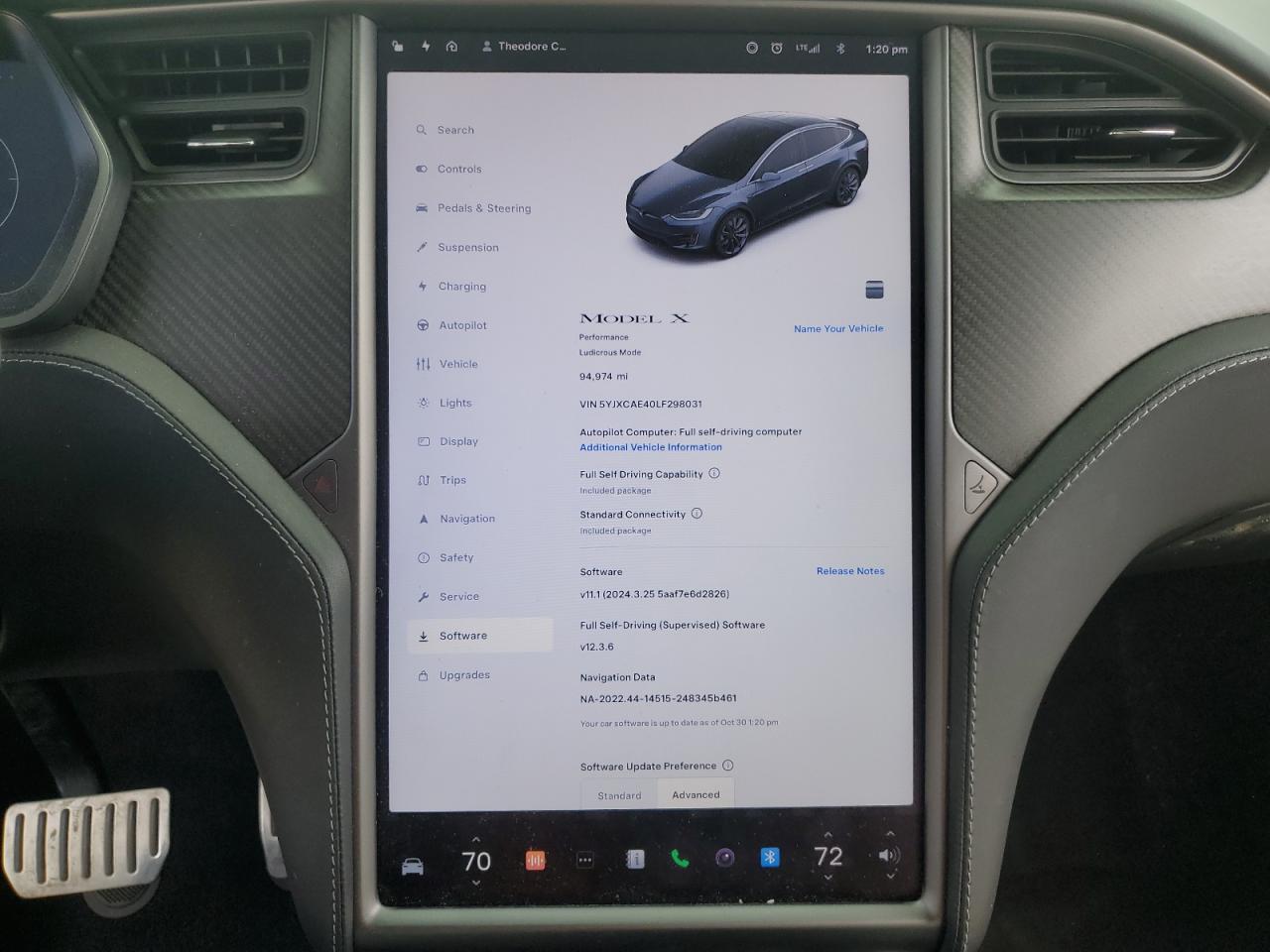 2020 Tesla Model X VIN: 5YJXCAE40LF298031 Lot: 78653884