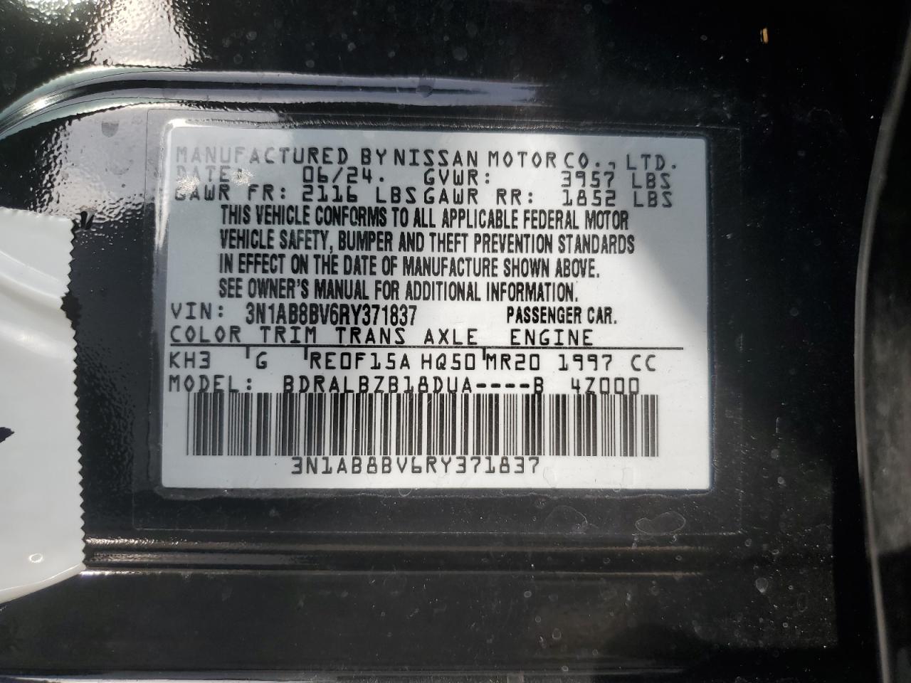 3N1AB8BV6RY371837 2024 Nissan Sentra S