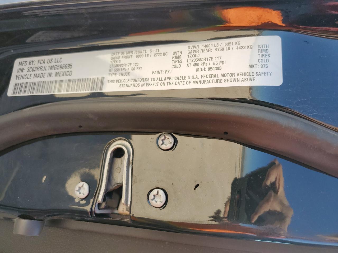 2021 Ram 3500 Laramie VIN: 3C63RRJL1MG596695 Lot: 78173064