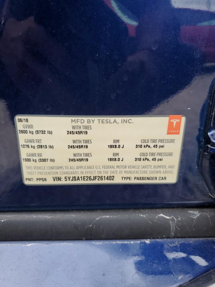 5YJSA1E26JF261402 2018 Tesla Model S