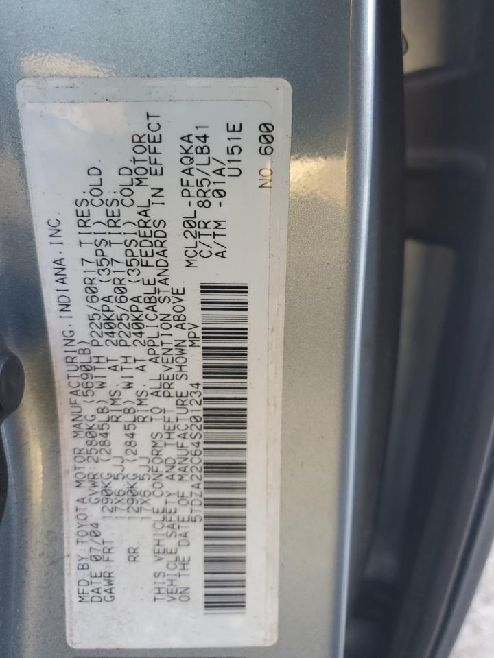 2004 Toyota Sienna Xle VIN: 5TDZA22C64S201234 Lot: 75354984