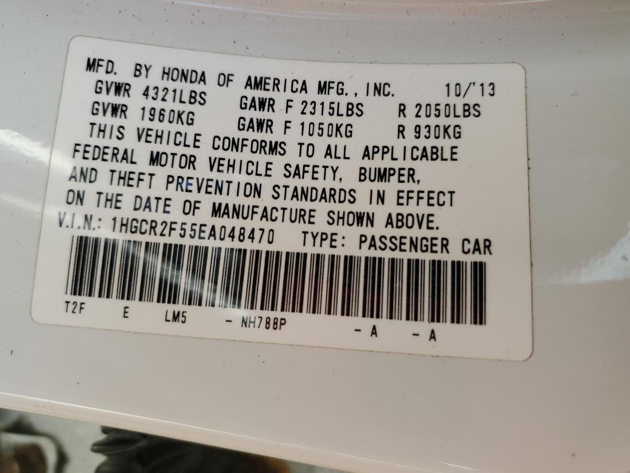 1HGCR2F55EA048470 2014 Honda Accord Sport