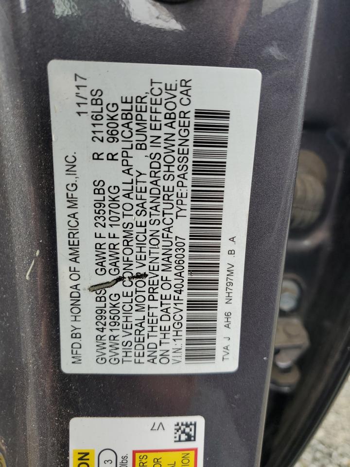 1HGCV1F40JA060307 2018 Honda Accord Ex