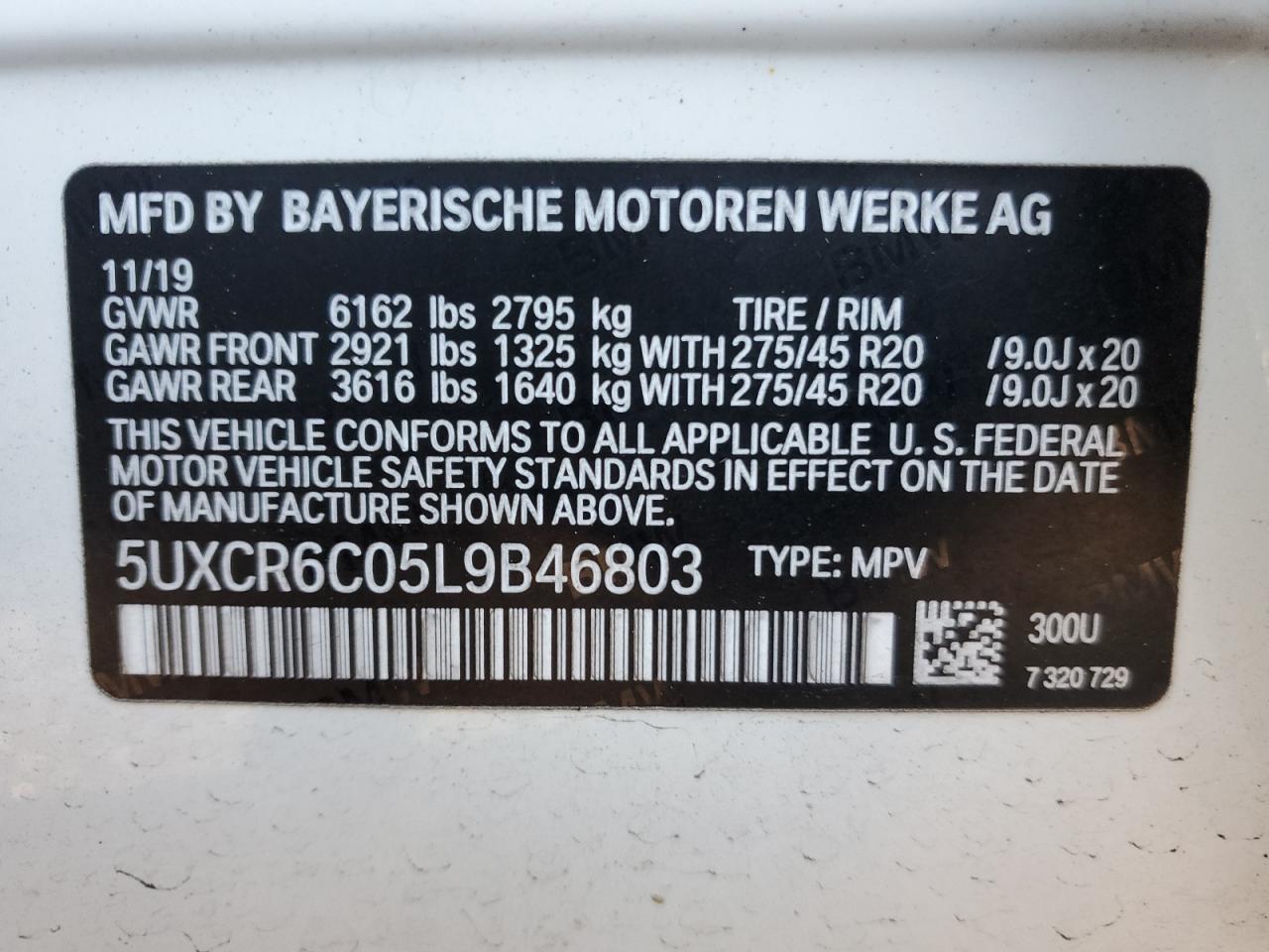 5UXCR6C05L9B46803 2020 BMW X5 xDrive40I