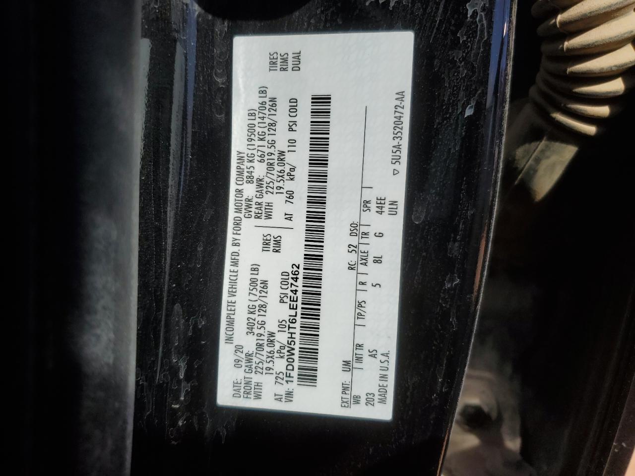 1FD0W5HT6LEE47462 2020 Ford F550 Super Duty