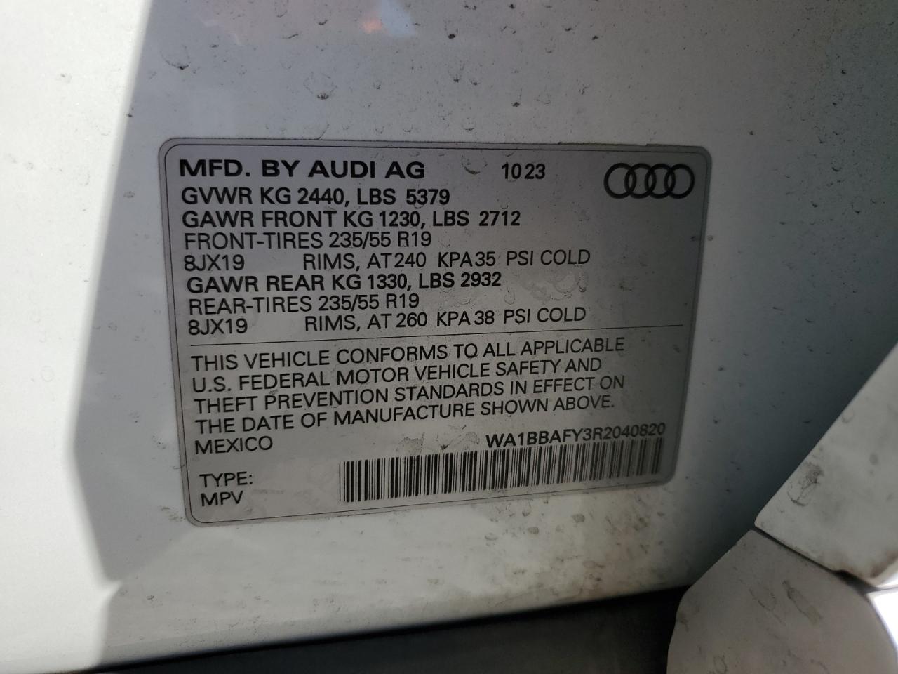 2024 Audi Q5 Premium Plus 40 VIN: WA1BBAFY3R2040820 Lot: 77135564