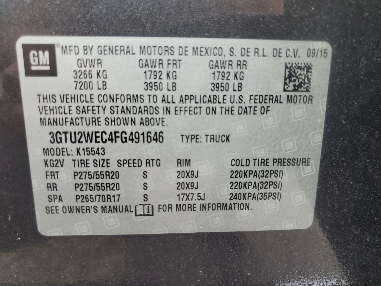 3GTU2WEC4FG491646 2015 GMC Sierra K1500 Denali