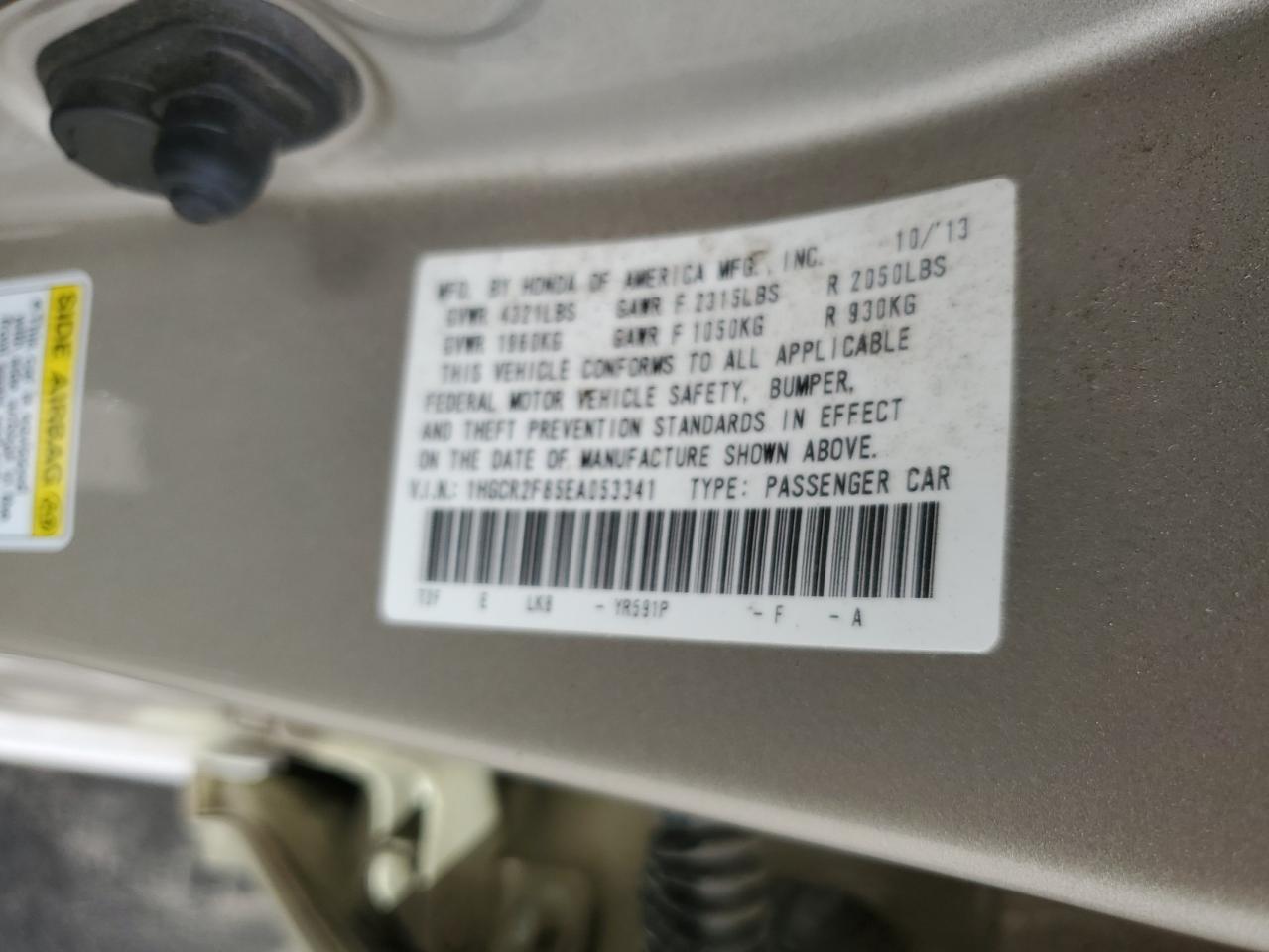 1HGCR2F85EA053341 2014 Honda Accord Exl