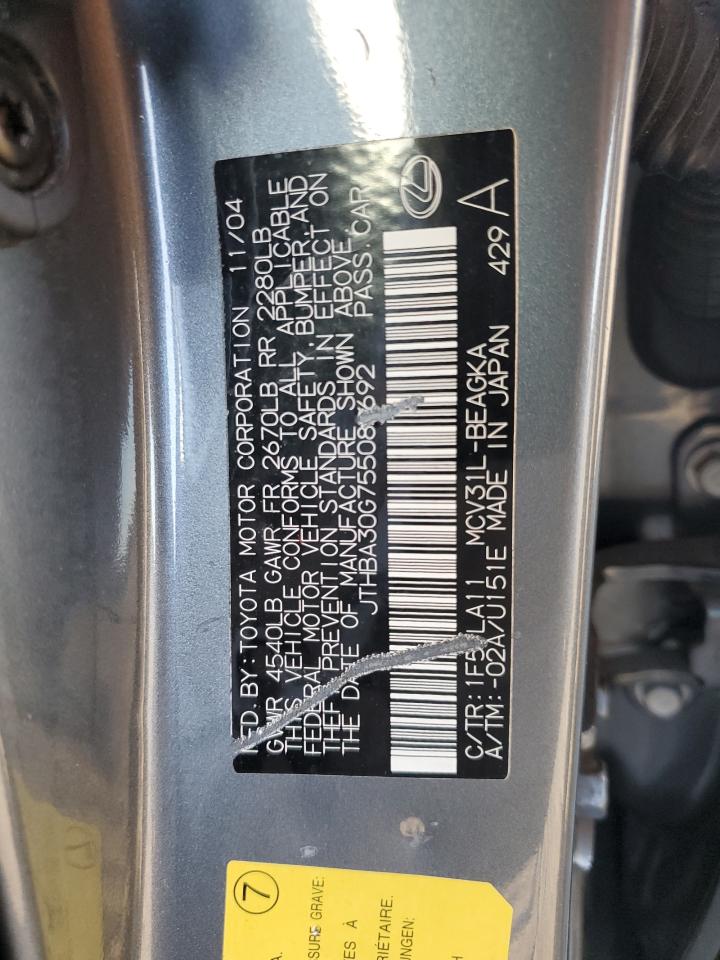 JTHBA30G755089692 2005 Lexus Es 330