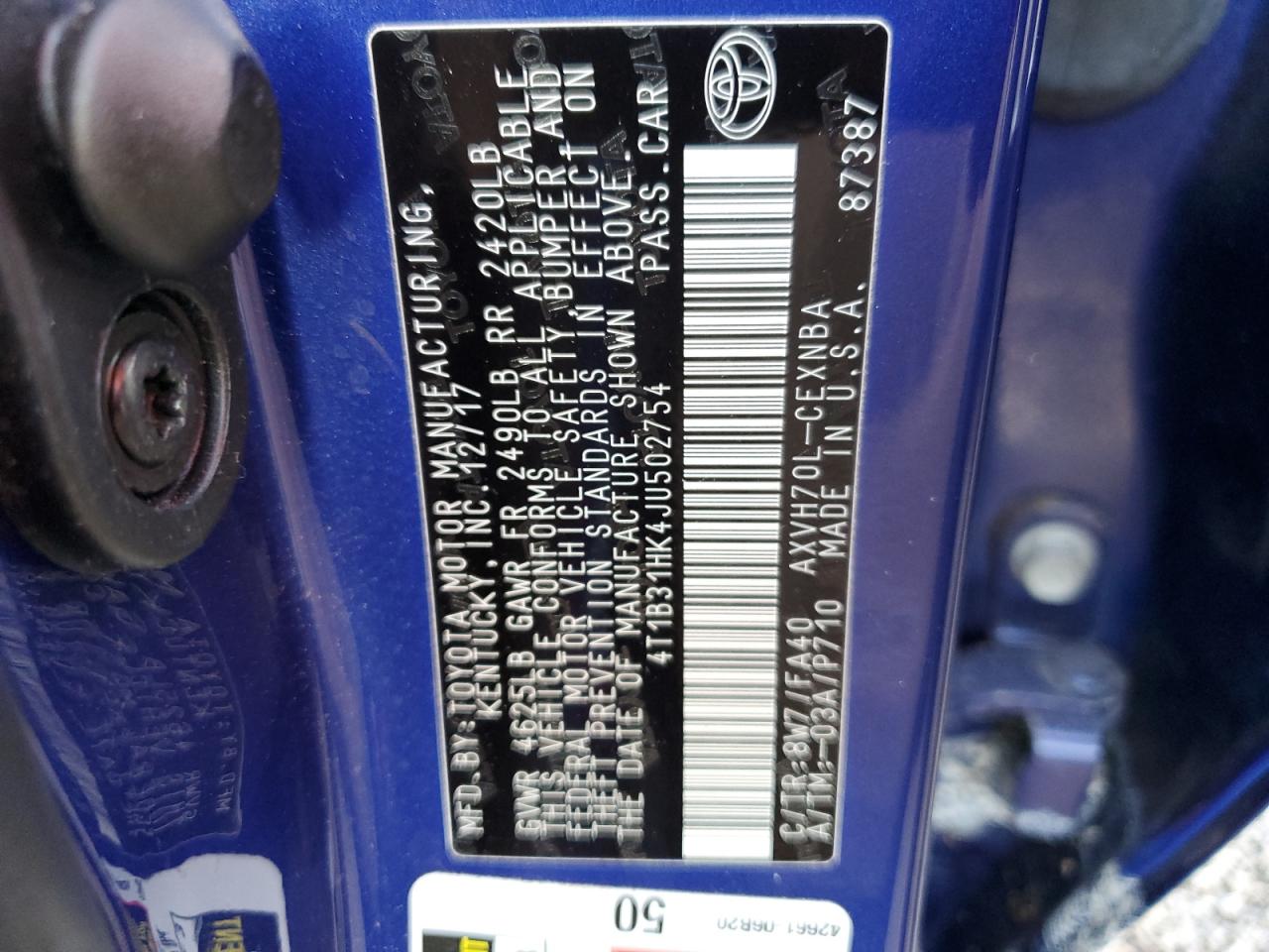 4T1B31HK4JU502754 2018 TOYOTA CAMRY - Image 13