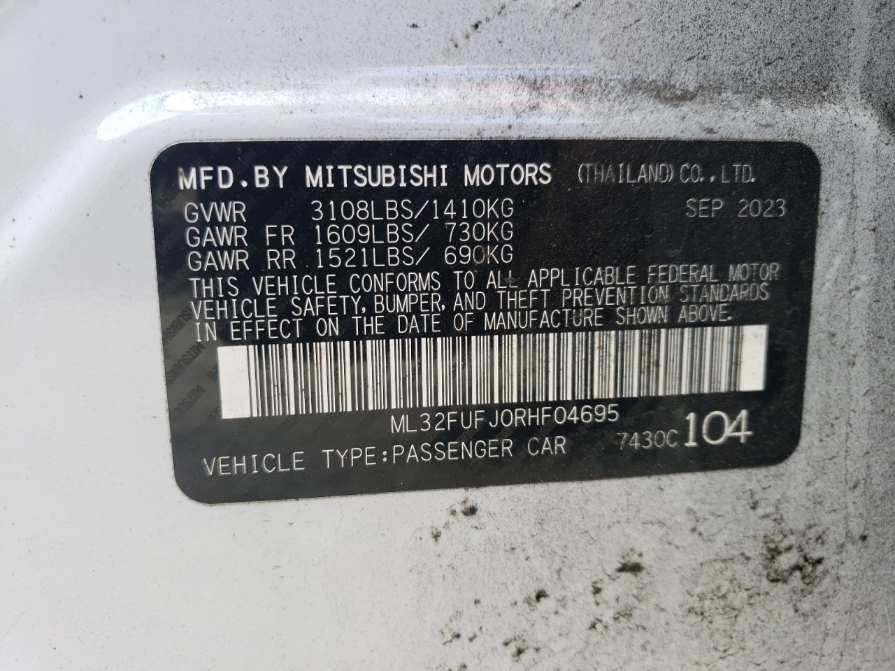 ML32FUFJ0RHF04695 2024 Mitsubishi Mirage G4 Es